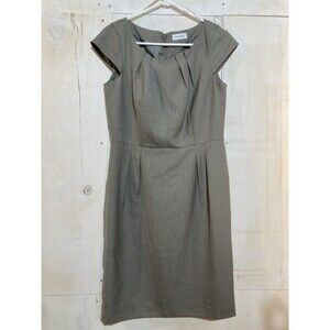 Calvin Klein Shift Dress Gray Pleats Professional Business Office Approx Sz 10/M